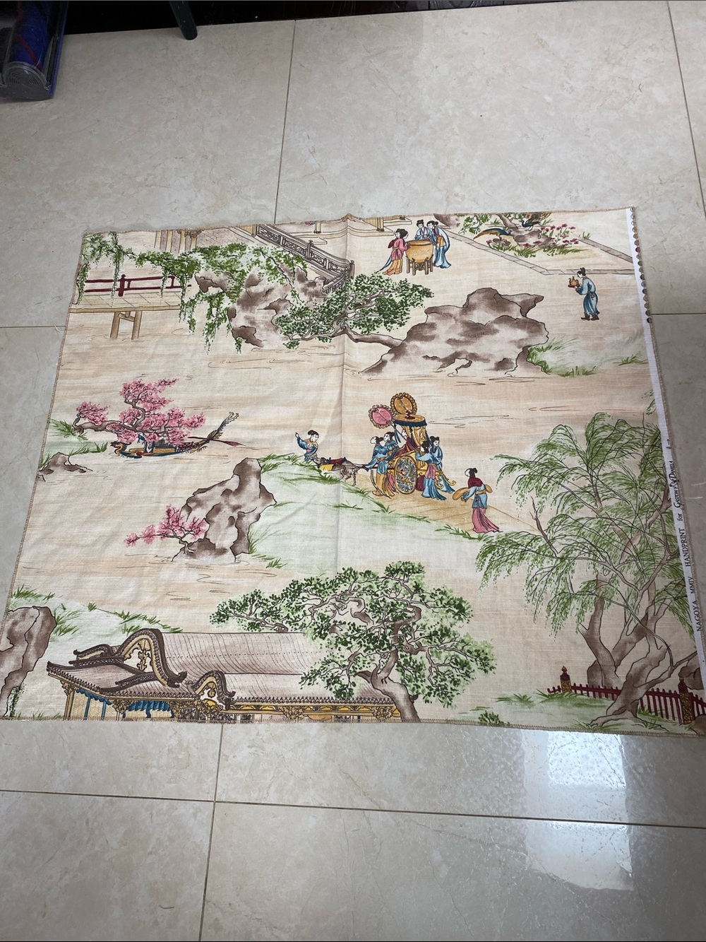New Fabric French Toile Nagoya Handprint for Gaston Daniela Square 27 X 31”